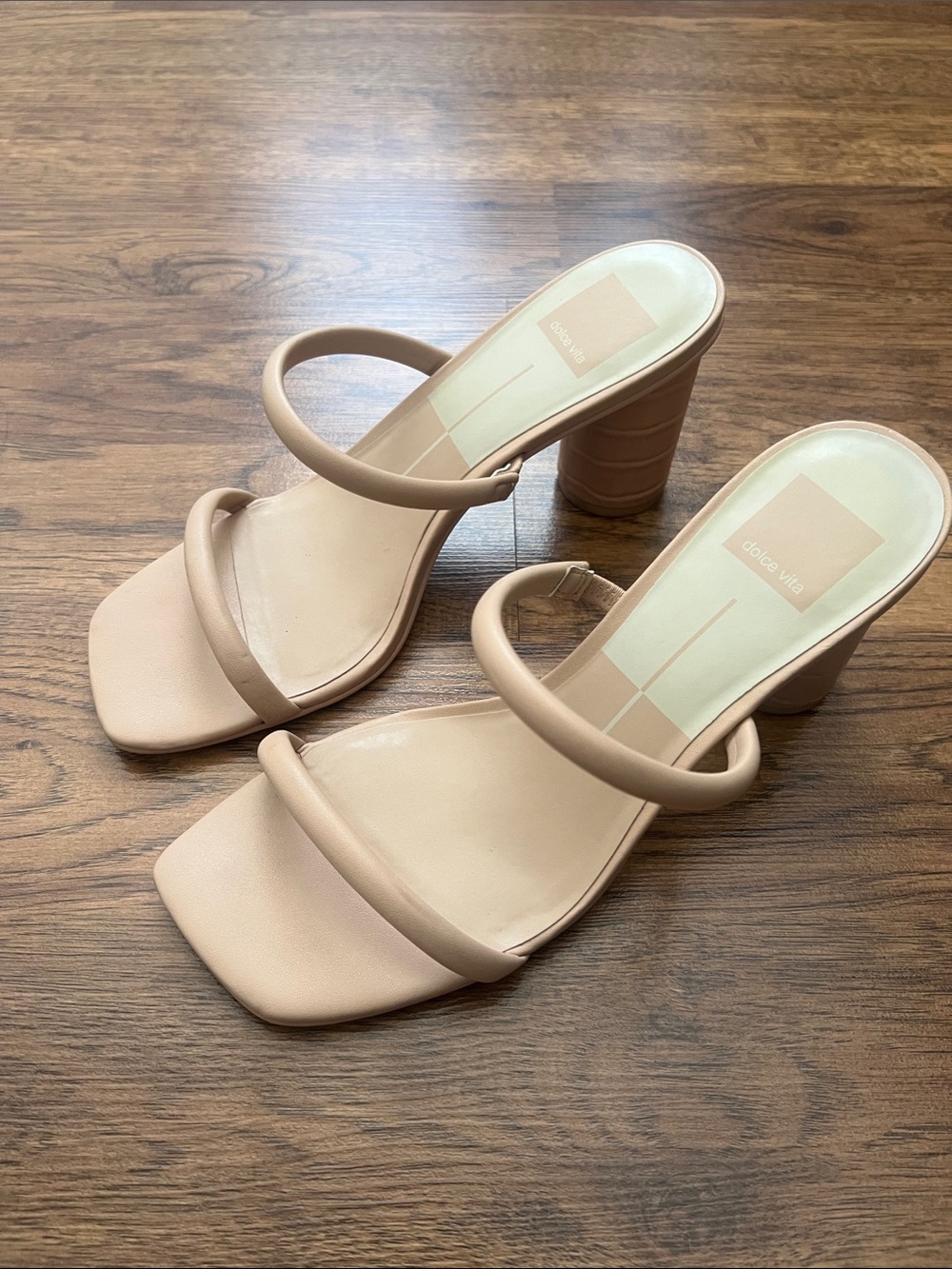 Dolce Vita Neutral Double-Strap Block Heel Sandals